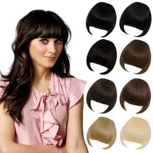 Clip in Bangs Synthetic Hair Extensions French Bangs Hair Clip with Temples Chocolate Brown Natural Fake Clip-On Bangs for Women Daily Wear (6A# Chocolate Brown)