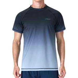 Mens Swim Shirts UPF 50+ Sun Protection Quick Dry SPF Rash Guard Outdoor Beach Fishing T Shirts, Large