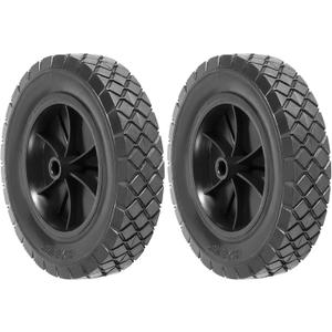 2 Pack 8 Inch Solid Rubber Wheels, Hand Truck Wheel Replacement Rubber Tire, Replacement Tire with 1/2 Bore Offset Axle for Cart, Trolley