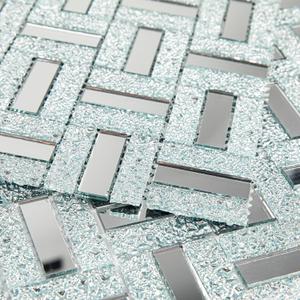 Crystal Diamond Mirror Mosaic Tile Brick Glass Mosaic Tile for Kitchen Backsplash Bathroom Wall (6 Sheets, Silver Brick Flat Mirror) (12 x 12 Inch)