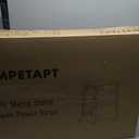 4-Tier Stereo Stand, AV Media Stand Cabinet Console Shelf with Power Strips and 2 Hooks, Audio-Video Rack Game Console Stand Media Organizer (Maple)