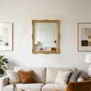 OIGUMR Decorative Wall Mirror, Gold,Freestanding or Wall Mount,13x 16 inch