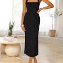 ZESICA Women's 2026 Summer Sleeveless Midi Dress Halter Neck Backless Wedding Guest Cocktail Party Bodycon Long Dresses (Black, L)