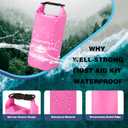 Boat First Aid Kit Waterproof, WELL-STRONG Marine Emergency Kit with Roll Top Dry Bag for Boating Fishing Kayaking Water-Resistant Contents for Camping & BeachPink