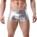Mens Faux Leather Painted Flat Angle Underwear Sexy Enhancing Four Corner Briefs Mens Underwear Briefs Soft, Large