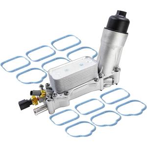 Aluminum Engine Oil Cooler & Oil Filter Housing | Fit for Chrysler 200 300, Jeep Grand Cherokee Wrangler, Ram 1500 ProMaster, Dodge Challenger Durango Journey 3.6L V6 | OE#: 926-876 926-959 5184294AE (2011-2016)