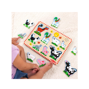 Melissa & Doug Farm Animals Sound Puzzle - Wooden Peg Puzzle with Sound Effects (8 pcs), Pack of 2