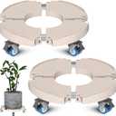 Goovilla Plant Stand with Wheels Heavy Duty, 4Pack Adjustable 15-22 Plant Caddy with Lockable Caster Wheels 440LBS, Rolling Plant Stand/Dolly/Roller for Indoor Outdoor Large Planter, Flower Pot, Beige