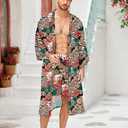 COOFANDY Men Lightweight 2 Piece Kimono Robe with Shorts Japanese Robes Casual Open Front Long Cardigan With Belt (M)