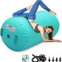 CZGBRO Air Roller Gymnastics Barrel Inflatable Tumbling Roller Air Mat Octagon Mat with Electric Pump for Backhandspring Training Cheerleading Home Use (3.3ftx23.6inch, Green)