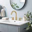Bathroom Faucet 3 Hole, Brushed Gold Bathroom Sink Faucet with Pop Up Drain, 8 inch Widespread Bathroom Faucet with 360 Swivel Spout, 2 Handle Vanity Faucet with Water Supply Hoses