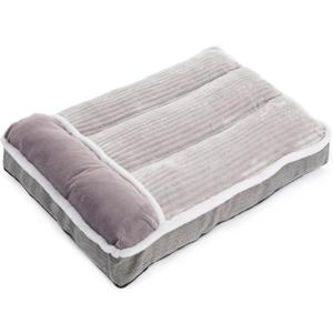 Dog Bed for Large Dogs, Dog Mattress with Pillow for Crate Kennel, Sofa pet Bed, Super Soft pet Bed for Medium, Jumbo, Small Dogs Breeds (Grey, Large-2:(36"x23"x3"))