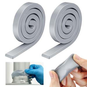 2 Pack Moldable Silicone Putty, Non Hardening Multi Purpose Duct Seal Compound for Metal, Glass, Wood, Ceramic, Crafts, Heat Resistant and Waterproof, 1.5 ft x 0.32 in (Grey)