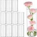 UPBUD 12pcs Glass Cylinder Vases for Centerpieces | 8 Inch Clear Flower Vase for Wedding Decorations, Floating Candle vases for Dinner Table, Bridal Shower, Office Home Dcor