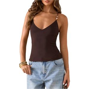 SOLY HUX Women's Summer Cami Tops Slim Fit V Neck Spaghetti Strap Criss Cross Going Out Top Camisole (Black, L)