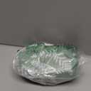 Round Vinyl Fitted Tablecloth, Waterproof Elastic Table Covers Wipeable Flannel Backed Tablecloths for Picnic Camping Indoor and Outdoor (Leaf,Green, Fits 27" to 32" Diameter Tables)