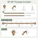 QDWIS Wood Curtain Rods for Windows 48 to 84 Inch,1'' Diameter Drapery Rods with Imitation Wood Grain Leaf Pattern Finials,Boho Adjustable Heavy Duty Curtain Rods Set,36-88'',Color:Natural Wood