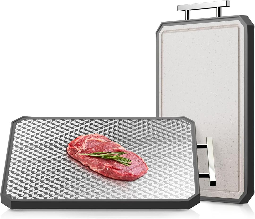 Stainless Steel Cutting Board Anti-scratch Grid Design, Large 16"*11" Double Sided Non Toxic Cutting Board, Kitchen Metal Chopping Boards for Meat Veggies,Dishwasher Safe, Juice Groove (Black)