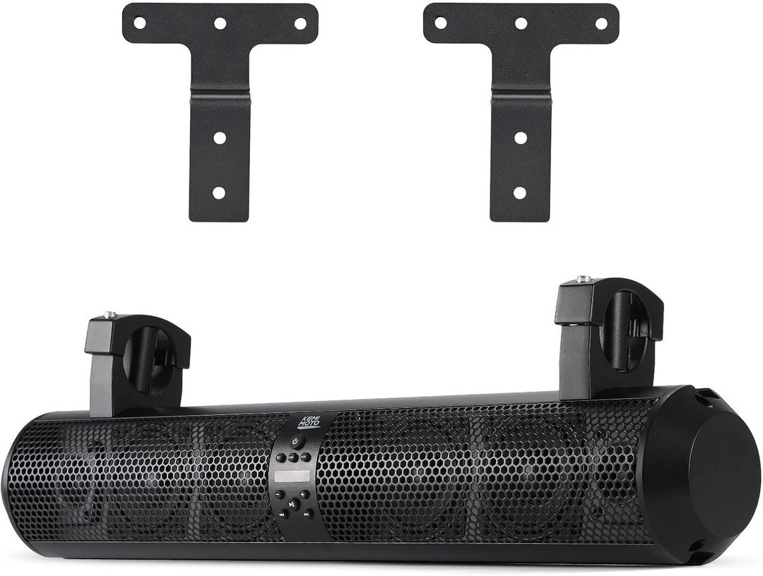 KEMIMOTO UTV Sound Bar 28 Inch ATV Soundbar 4X Subwoofers 2X Tweeters Bluetooth Golf Cart Sound Bar Compatible with Polaris RZR Can-Am CFMOTO, Fit for 1.56"- 2.25" Roll Cage w/Golf Cart Mounts (Black)