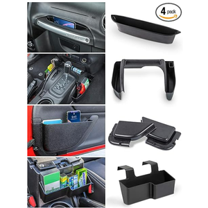 Savadicar 4 Pack Center Console Organizer, Interior Storage Accessories for 2011-2018 Jeep Wrangler JK JKU, Maximize in-car Space with ABS Storage Kits, Black