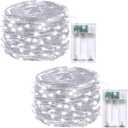 2-Pack Fairy Lights Battery Operated with Timer, Waterproof 16FT 50 LED String Lights Indoor Outdoor, Cuttable Starry Fairy Lights for Christmas Home Bedroom Wedding DIY Centerpiece Decor (Cool White)