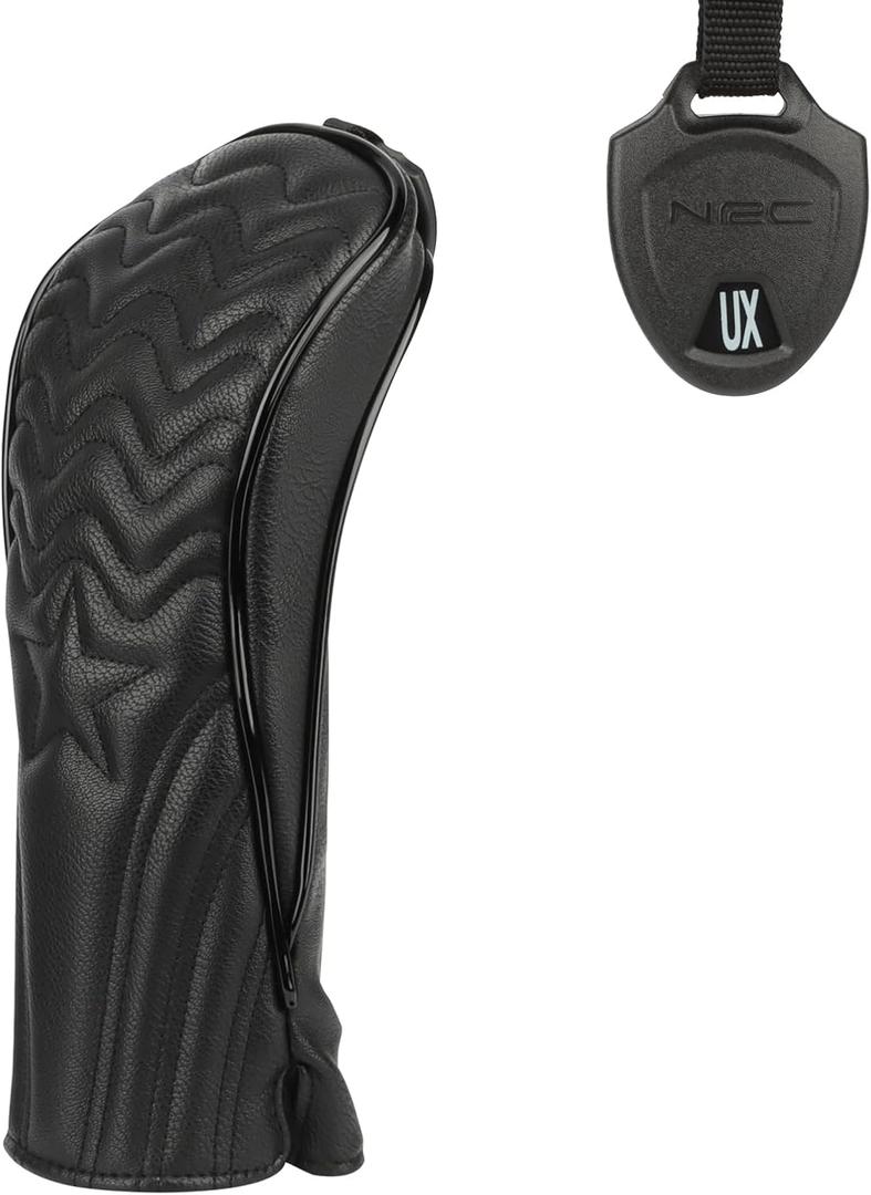 1pc Golf Club Head Covers for Woods, Driver, Fairway, Hybrid Premium PU Leather with Interchangeable Tags & Magnetic Blade and Mallet Putter Covers (Black)