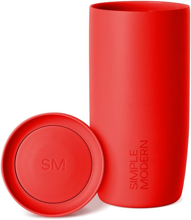 Simple Modern Travel Coffee Mug Tumbler with 360 Lid | Ceramic-Lined Insulated Stainless Steel Cold Brew Iced Coffee Cup Thermos | Gift for Women Men Her Him | Voyager Signature | 16oz | Saffron