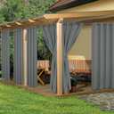 HolidayIdeas Outdoor Curtains for Patio Waterproof, 6 Panels - 54x95 Inches - Weatherproof Privacy Outsides Curtains for Cabana Porch Pergola, Sunlight & UV Blocking (Grey, Grommet Top)