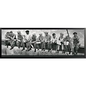 Buyartforless Framed Men ATOP a Skyscraper Steel Beam Lunchtime ATOP NYC by John C Ebbets 60x21 Photographic Art Print Poster, 60"L x 20"W