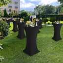Cocktail Table Covers-Spandex Round High Top Tablecloths 6 Pack 32x43 Inch-Black Stretch Fitted Bar Tall Tablecloth for Pub Bistro Highboy Party Event Banquet Height Folding Standing Tables