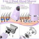 4-in-1 Bikini Trimmer for Women, 12,000 RPM Painless Electric Shaver for Women Pubic Hair Removal, IPX7 Waterproof with LED Light, Cordless Body Hair Trimmer for Bikini Area, Face, Arms & Legs (Purple)