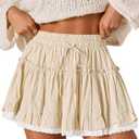Flowy Shorts for Women Lace Cute Summer Skirts Ruffled Skorts Country Concert Boho Western Cowgirl Beach Vacation Outfit (XL)