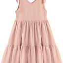 Arshiner Toddler Girl Summer Dress Little Girls Casual Beach Party Bowknot Sling Sundress with Pocket 1-7t (6-7 Years, Dusty Pink)