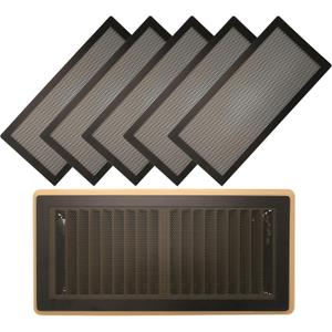 MODERN WAVE - Extra Strong Magnetic Air Vent Screen Cover for Floor 5-Pack (5'' x 11'', Black)