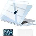 EooCoo Case Compatible with MacBook Air 15 inch M5 2026 2025-2023 Release M4 M3 M2 Model A3448 A3241 A3114 A2941, Plastic Hard Shell Case & Keyboard Cover & Screen Protector, Crystal Sky Blue
