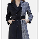 S·DEER Womens Coat with Plaid Patch Style, Wool Blend Winter Coat Size S