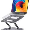 AOEVI Adjustable Laptop Stand with 360 Rotating Base, Computer Stand for Laptop Ergonimic Foldable Laptop Riser for Desk Compatible with MacBook Pro/Air Notebook up to 16 Inches, Grey