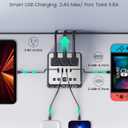 Alarm Clock with USB Charger JACKYLED Power Strip Total 4.8A USB Ports LED Full Screen Surge Protector 6.5ft Cord 4 Dimmer for Heavy Sleepers Compatible with Phone Tablet Computer Black Silver