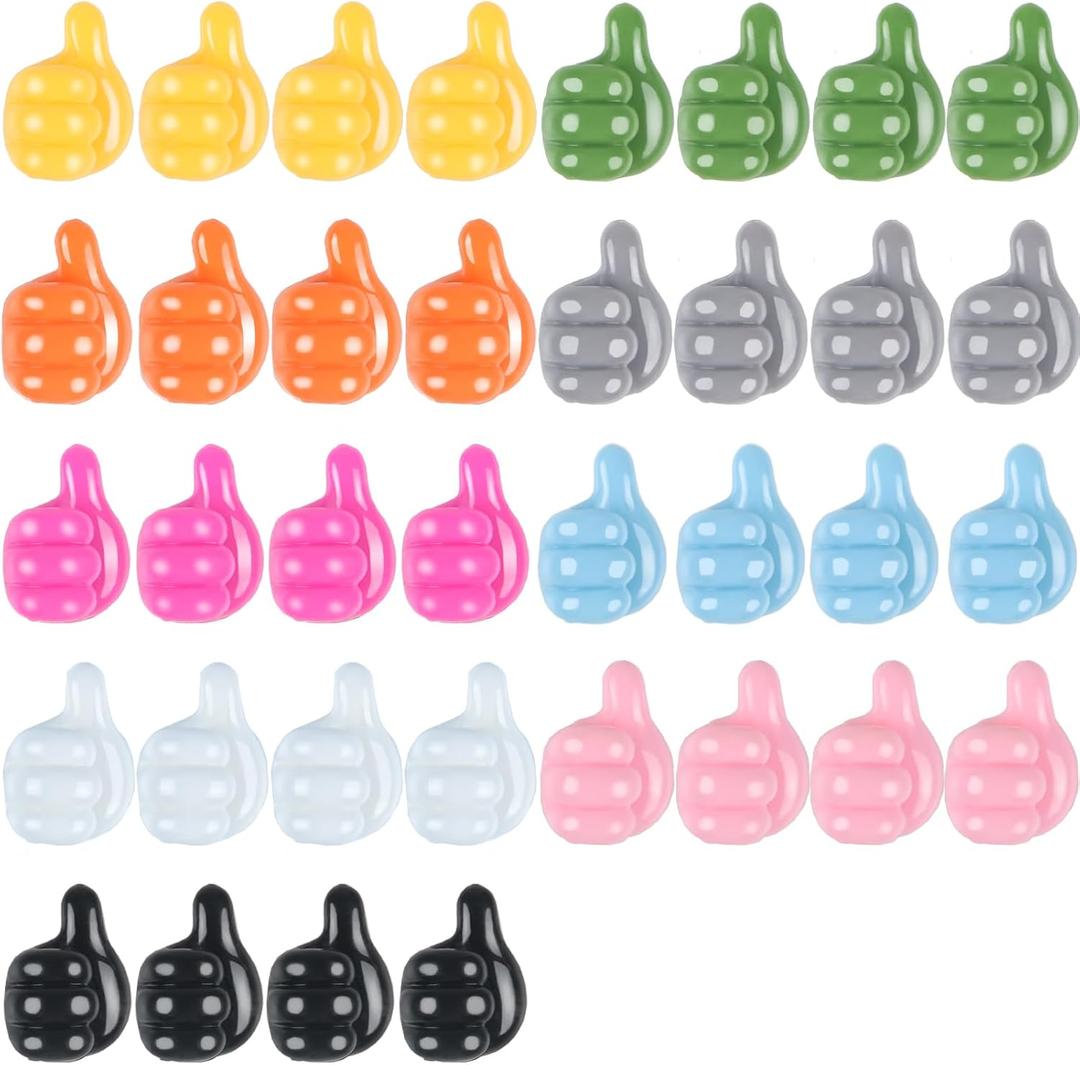 36 Pcs Pencil Holder for Desk Kids, Self Adhesive Adhesive Cable Clips, Silicone Thumbs Up Outdoor Command Hooks for Cords, Wall, Keys