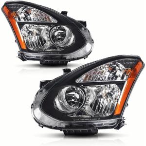 Headlights Assembly Compatible with 2008 2009 2010 2011 2012 2013 Nissan Rogue, 2014 2015 Nissan Rouge Select, Not Fit HID Headlights, Black Housing Ambert Reflector