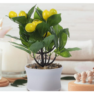 Lifelike Artificial Lemon Tree Bonsai 1pcs Faux Lemon Plant Decoration for Home Office and Kitchen Realistic Greenery Pot for Stylish Interior Decor, 35 inch