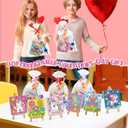 Pajean 24 Sets Valentines Day Gifts Watercolor Paint Set with Paintbrush Wooden Easel Mini Painting Canvas Panel Valentines Craft Exchange Gifts for Paint and Sip Supplies (Unicorn)