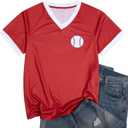 Baseball Mom Shirt Baseball Oversized Tshirt Women Game Day Season Vacation Short Sleeves Tops (XL)