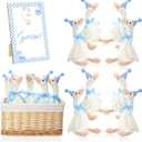 Blueweenly 8 Sets One Silly Goose Birthday Decoration 15.7 Inch Soft Silly Goose Stuffed Animal Hat with Wood Table Decor for Birthday Party Decoration, Blue, Goose