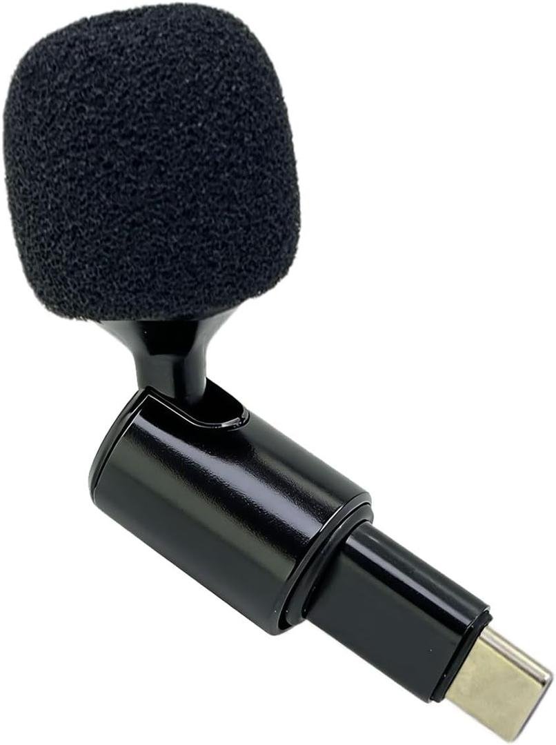 Mini USB C Condenser Microphone 90 Degree, Plug Play Mic with Type-C, Omnidirectional Condenser Live Streaming, Gaming, Recording, Podcast, Online Meetings and for iPhone 17 16 15, Black