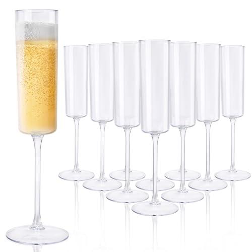 Ciaell 36 Pack Plastic Champagne Flutes - 6 Oz Disposable Champagne Glasses - Square Clear Plastic Toasting Glasses for Party Birthday Anniversary Wedding
