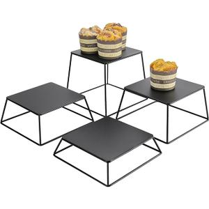 YFEEN Dessert Table Risers Display Stands Food display Black Metal Square Retail Pizza,Cupcake,Candy Stands Food Platter Tray,6x6 INCH,Set of 3 YFEEN Dessert Table Risers Display Stands Food display Black Metal Square Retail Pizza,Cupcake,Candy Stands Food Platter Tray,6x6 INCH,Set of 3