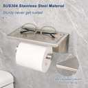 NearMoon Toilet Paper Holder with Shelf, Heavy Duty Bath Toilet Roll Holder with Phone Shelf Tissue Hanger for Bathroom/Kitchen No Drill or Wall Mounted(304 Stainless Steel, Brushed Nickel)