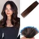 Dark Brown Tape in Hair Extensions Human Hair for Women Invisible 18 Inch Remy Human Hair Extensions Tape in Hair (18 Inch-20pcs-30 Gram, #2 Dark Brown)