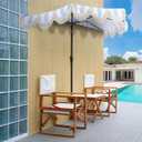JONATHAN Y Half Umbrella UMB1201C Beverly 9 ft. Designer Classic Scalloped Fringe Market Patio with Crank, Push-Button Tilt and UV Protection in Light Blue/White